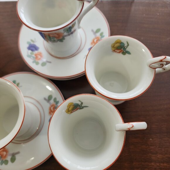 4 Rosenthal Indian Tree Cup Saucer 3.5" Continental line rust purple antique vin - Picture 5 of 16